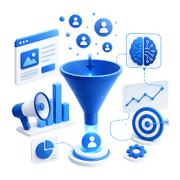 AI marketing growth funnel illustration