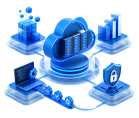 Cloud infrastructure and security illustration