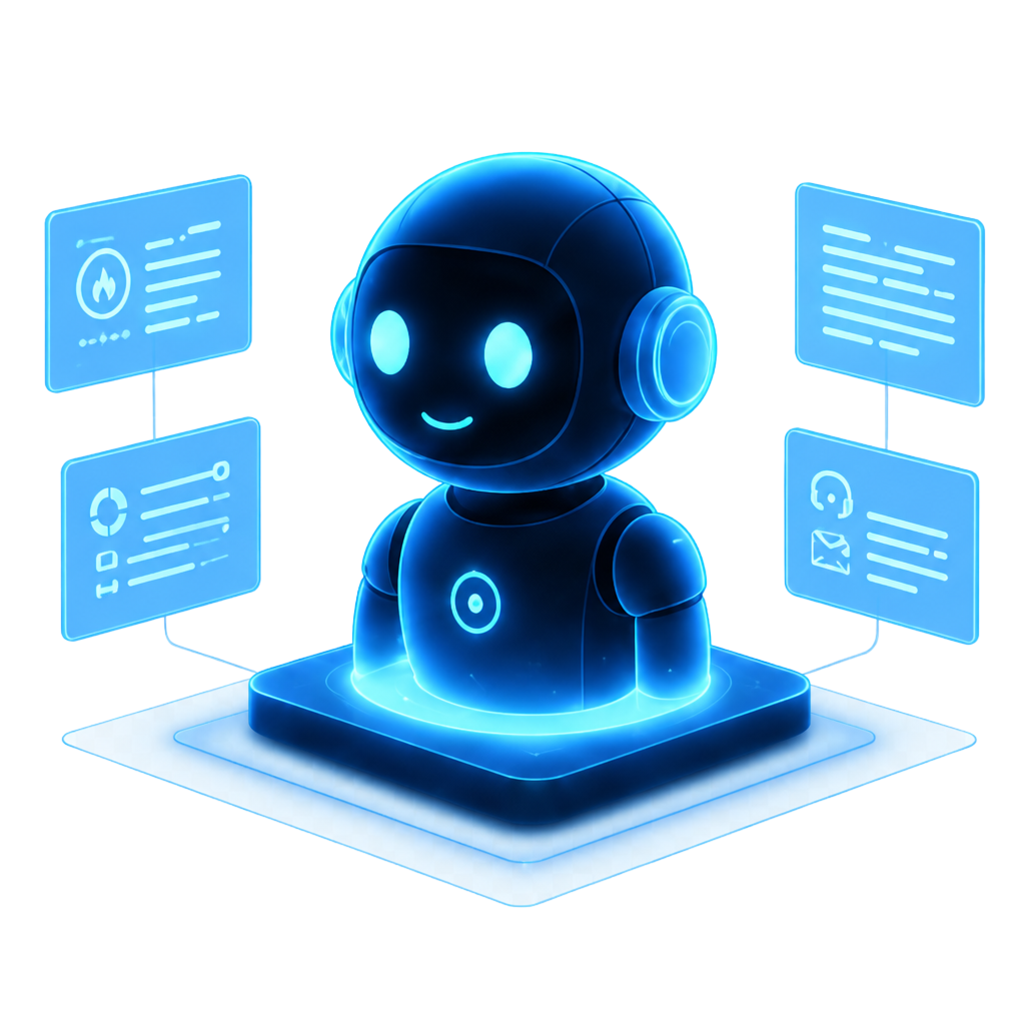 AI robot with holographic panels